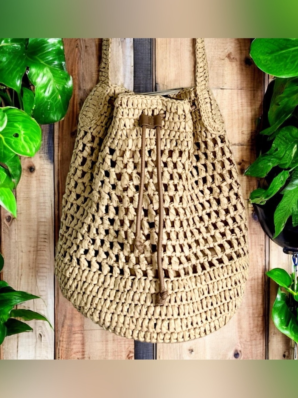 UNIQLO Crochet Bucket Bag — Beige 🤎